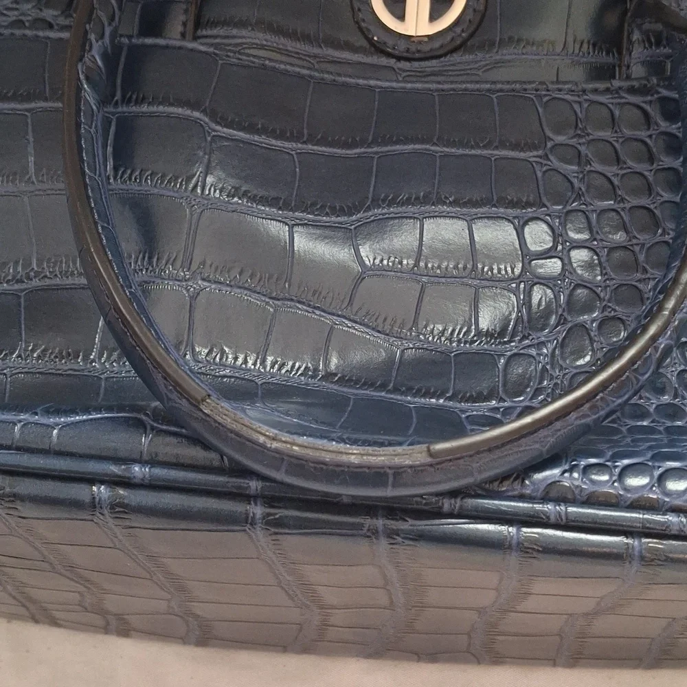 Giani Bernini Black Crocodile-Embossed Laptop Bag